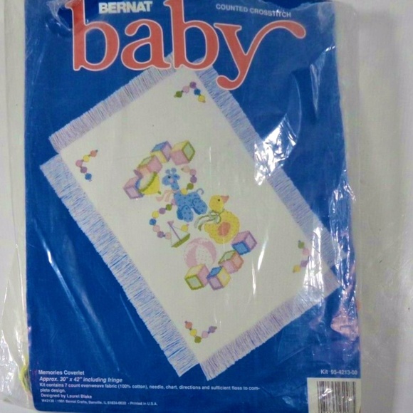 Handmade Bernat Baby Blanket-Hand-Stitched-Rare & One-of-a Kind - Picture 6 of 7